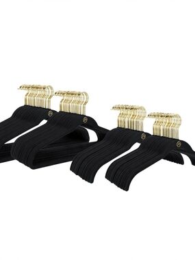 Joy Mangano Huggable Hangers 66-Pc Closet Organization Set BLACK / BRASS NIP